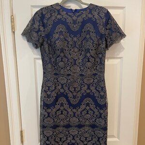 Catherine Deane London Size 10 Indigo and Gunmetal Cocktail Dress